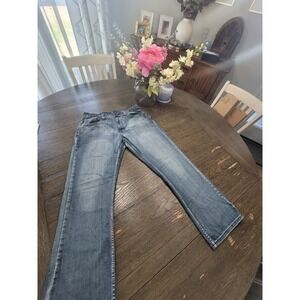 Flypaper BOOT CUT Jeans Mens Size 34X30 Distressed Stonewashed Blue Denim